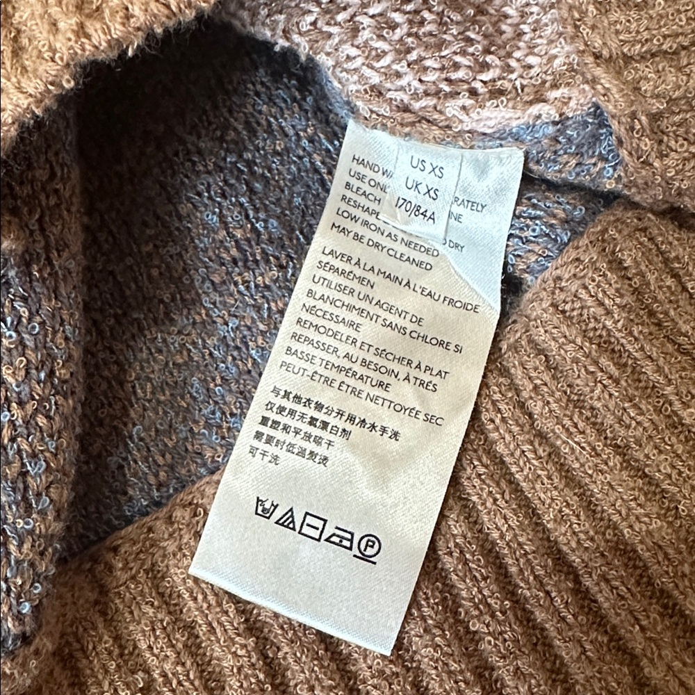 Free People In Bloom Hooded Sweater Cardigan Zip Hoodie Tan Brown Pink Blue XS - Picture 13 of 15